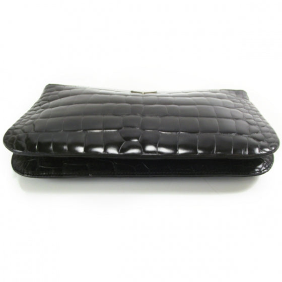 Prada Crocodile Embossed Clutch Black 4 of 8