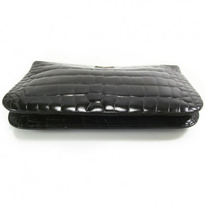 Prada Crocodile Embossed Clutch Black 4 of 8