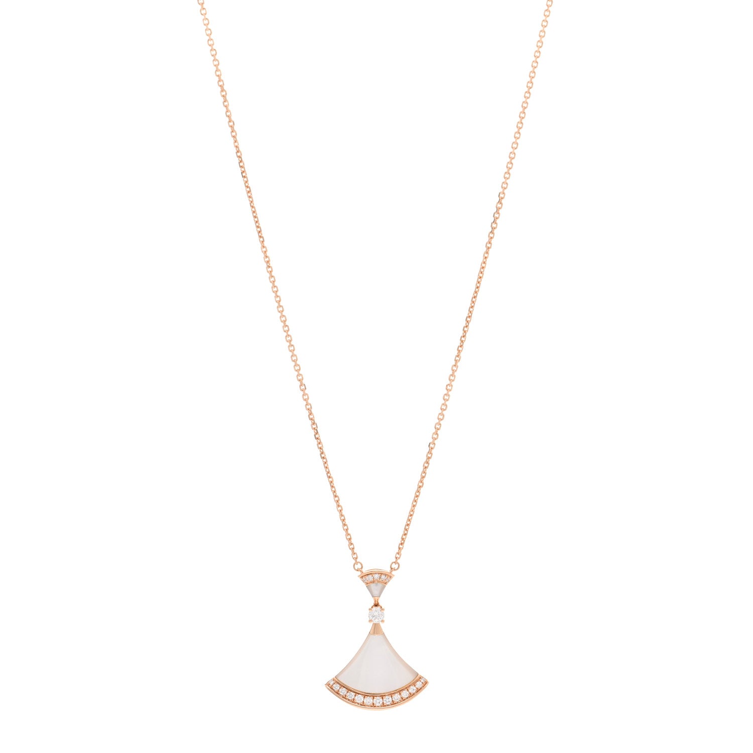 Bulgari 18K Rose Gold Diamond Large Mother of Pearl Divas' Dream Pendant Necklace 1 of 5