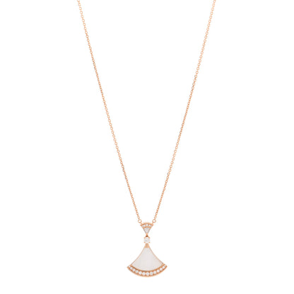 Bulgari 18K Rose Gold Diamond Large Mother of Pearl Divas' Dream Pendant Necklace 1 of 5