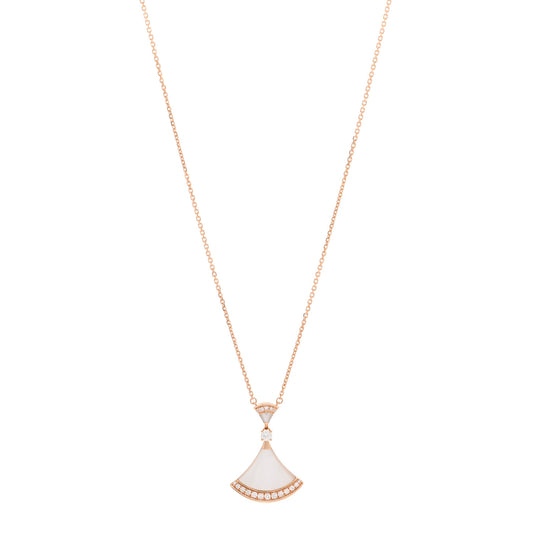 18K Rose Gold Diamond Large Mother of Pearl Divas' Dream Pendant Necklace