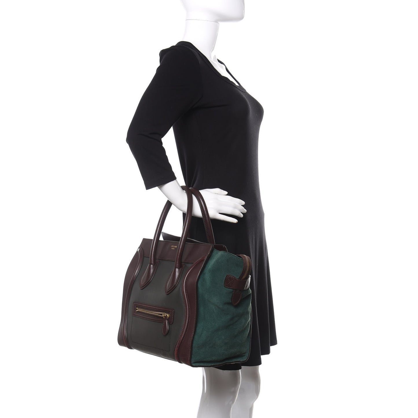 Smooth Calfskin Suede Mini Tri-Color Luggage Burgundy