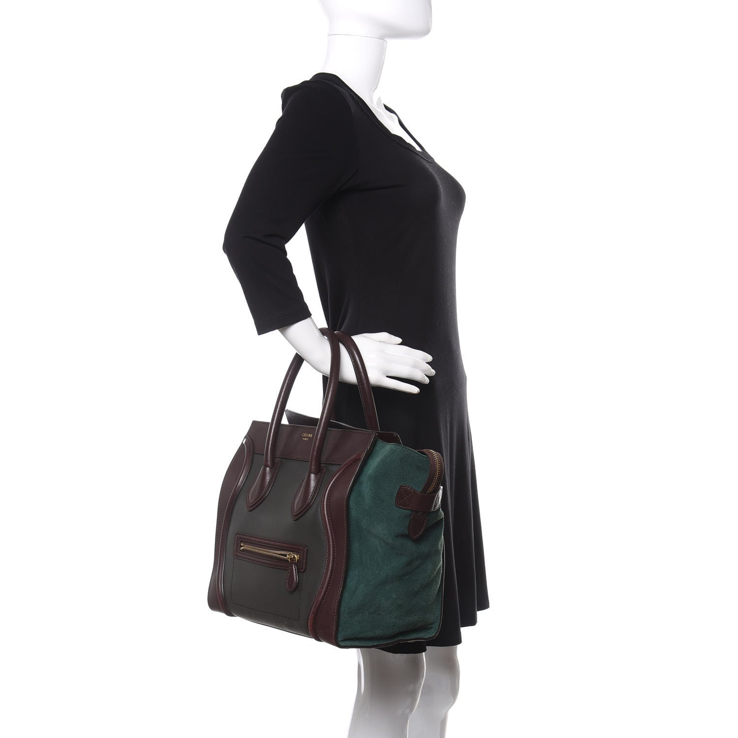 Celine Smooth Calfskin Suede Mini Tri-Color Luggage Burgundy 2 of 10