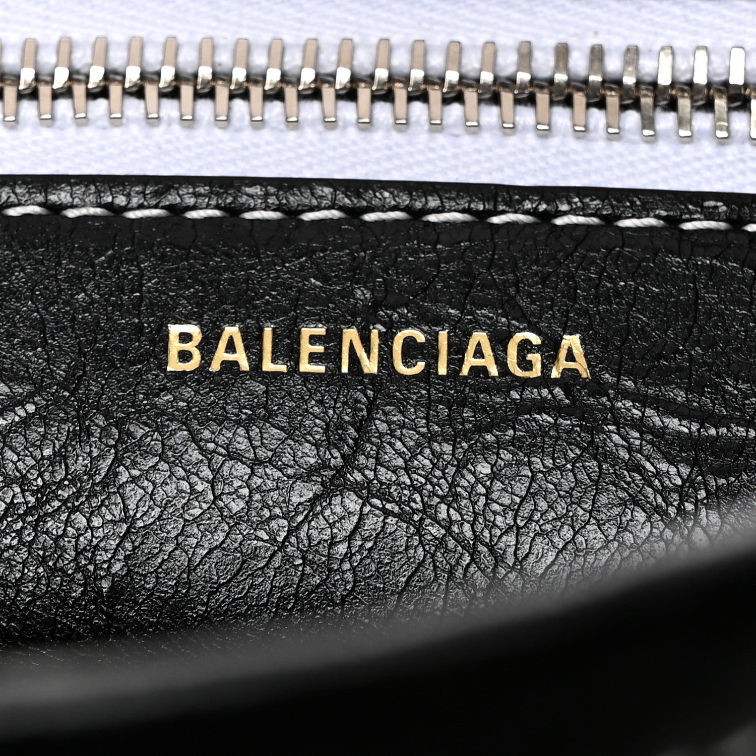 Balenciaga Agneau Arena Striped Patchwork Small Barbes Z Pouch with Handle Black White 7 of 10