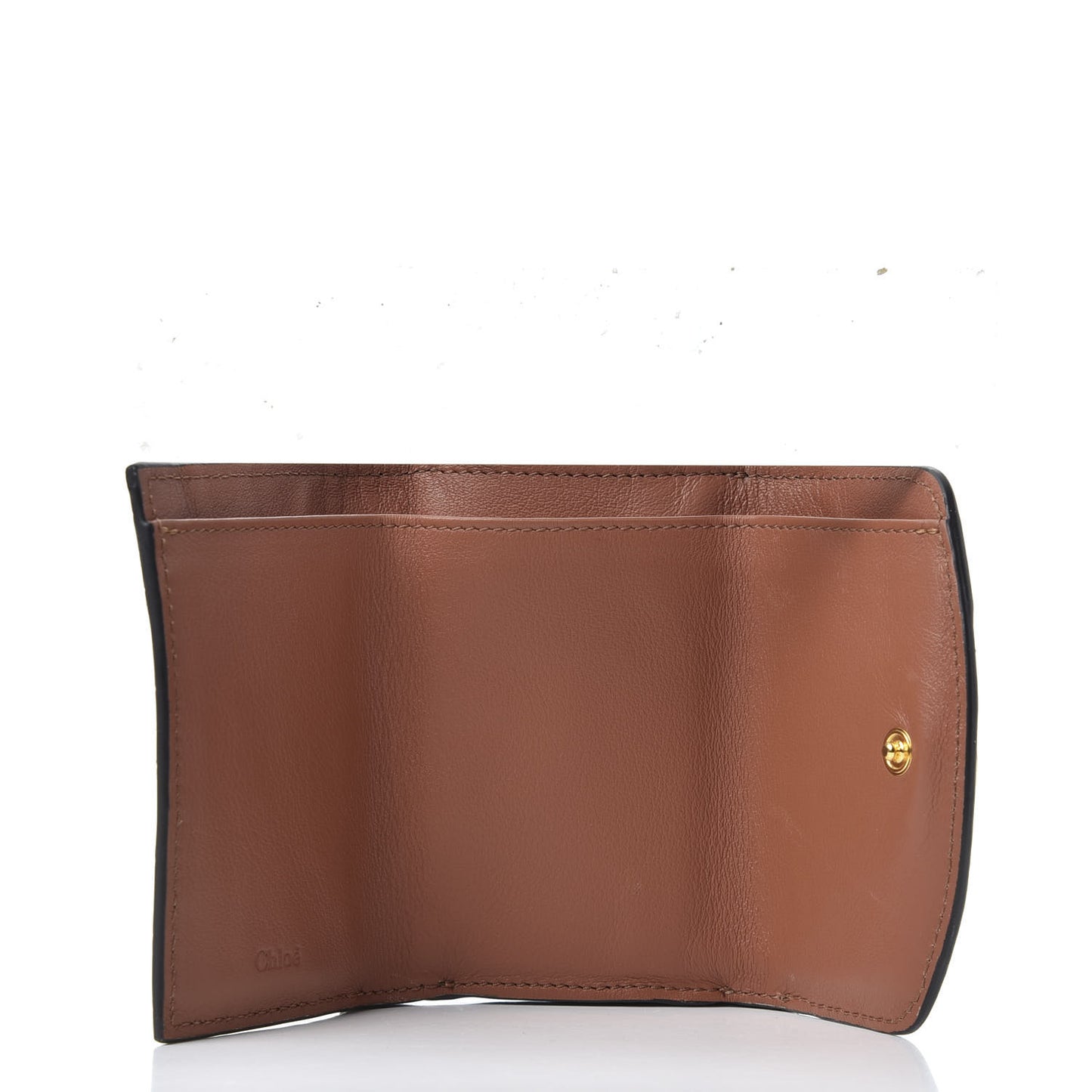 Crocodile Embossed Shiny Calfskin Small C Tri-Fold Wallet Chestnut Brown