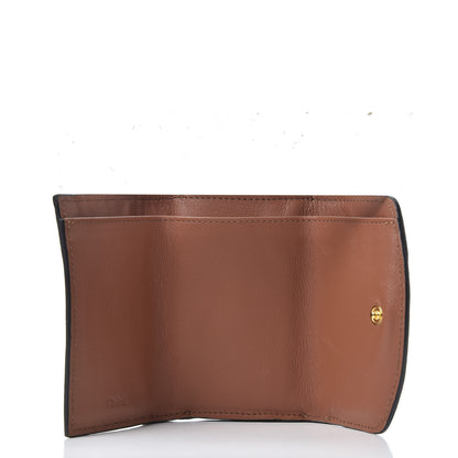 Chloe Crocodile Embossed Shiny Calfskin Small C Tri-Fold Wallet Chestnut Brown 4 of 10