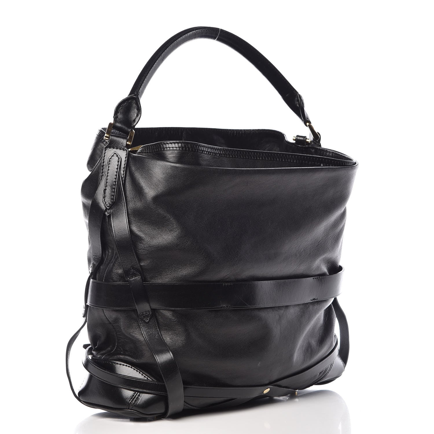 Burberry Soft Lambskin Bridle Calfskin Medium Gosford Hobo Black 3 of 16