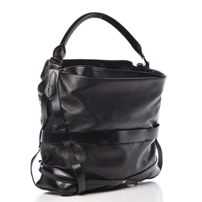Burberry Soft Lambskin Bridle Calfskin Medium Gosford Hobo Black 3 of 16