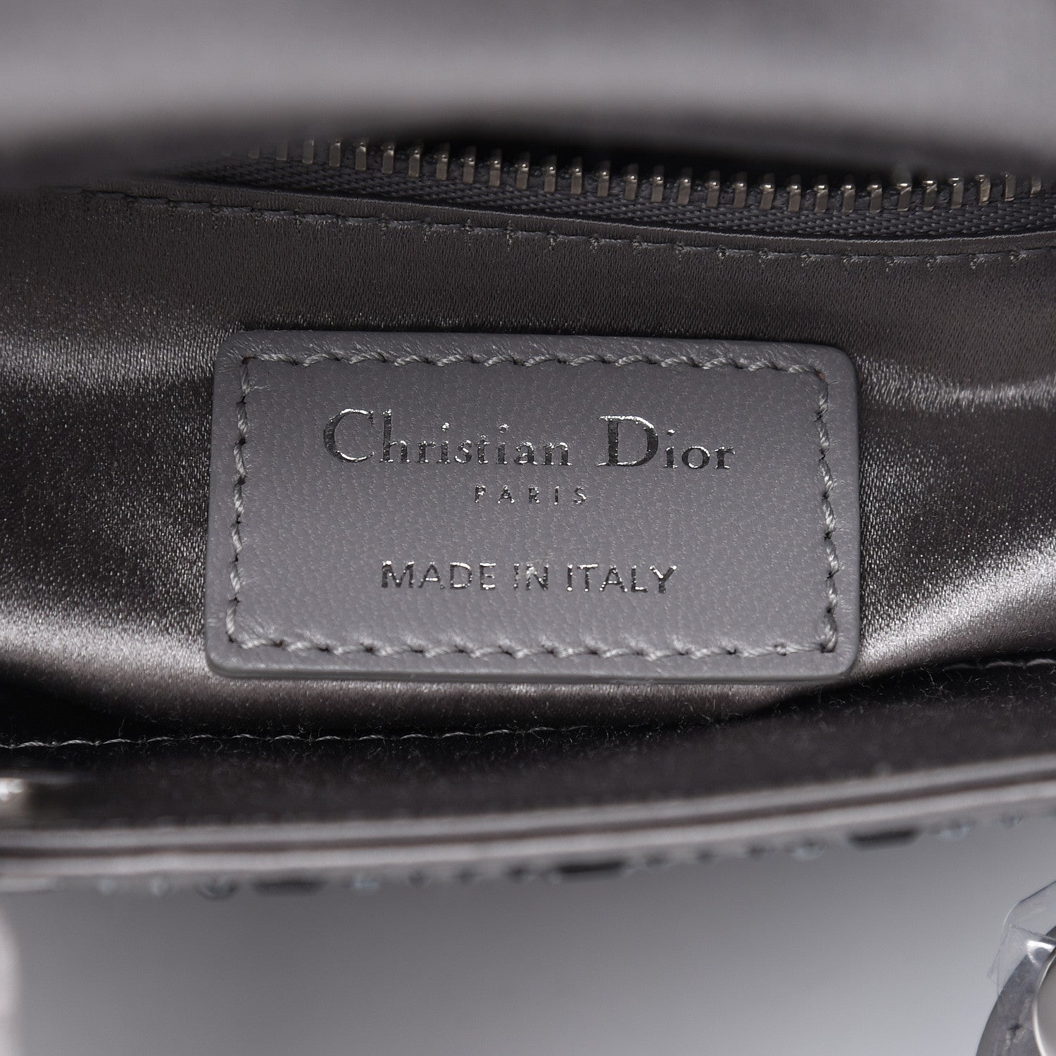 Christian Dior Satin Crystal Cannage Mini Lady Dior Gray 6 of 9