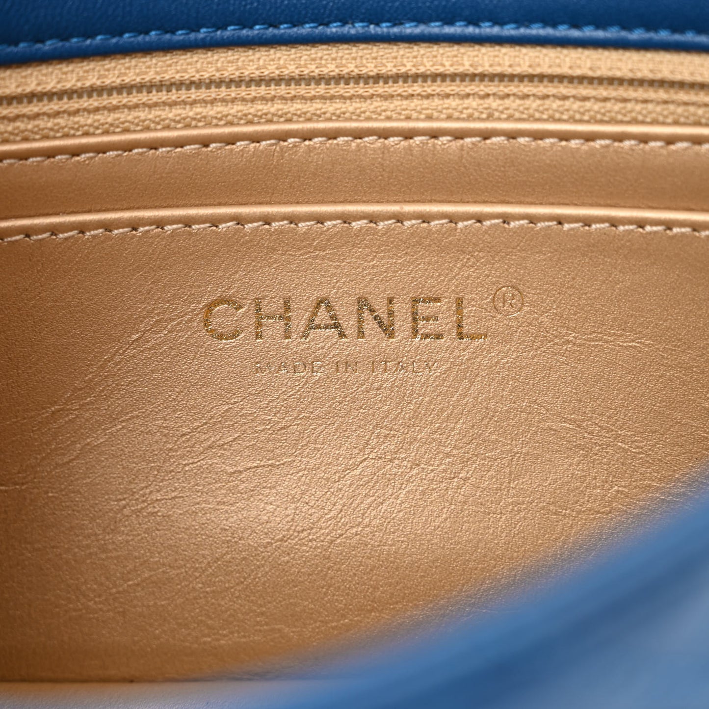 Lambskin Quilted Pearl Crush Mini Rectangular Flap Blue