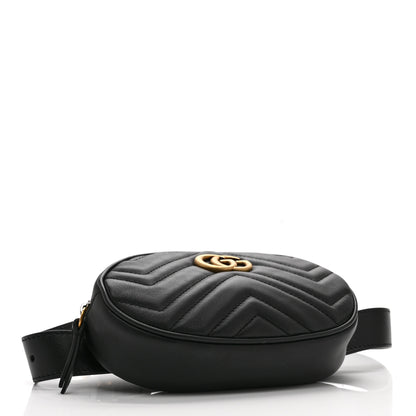 Gucci Calfskin Matelasse GG Marmont Belt Bag 75 30 Black 4 of 10