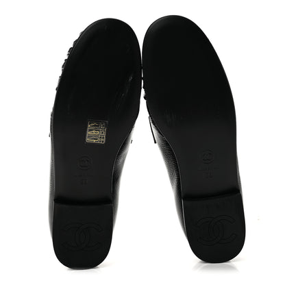 Chanel Crumpled Shiny Lambskin CC Mocassin Loafers 39 Black 6 of 10