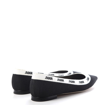Christian Dior Fabric Ribbon Embroidered J'Adior Ballet Flats 38.5 Black 4 of 11