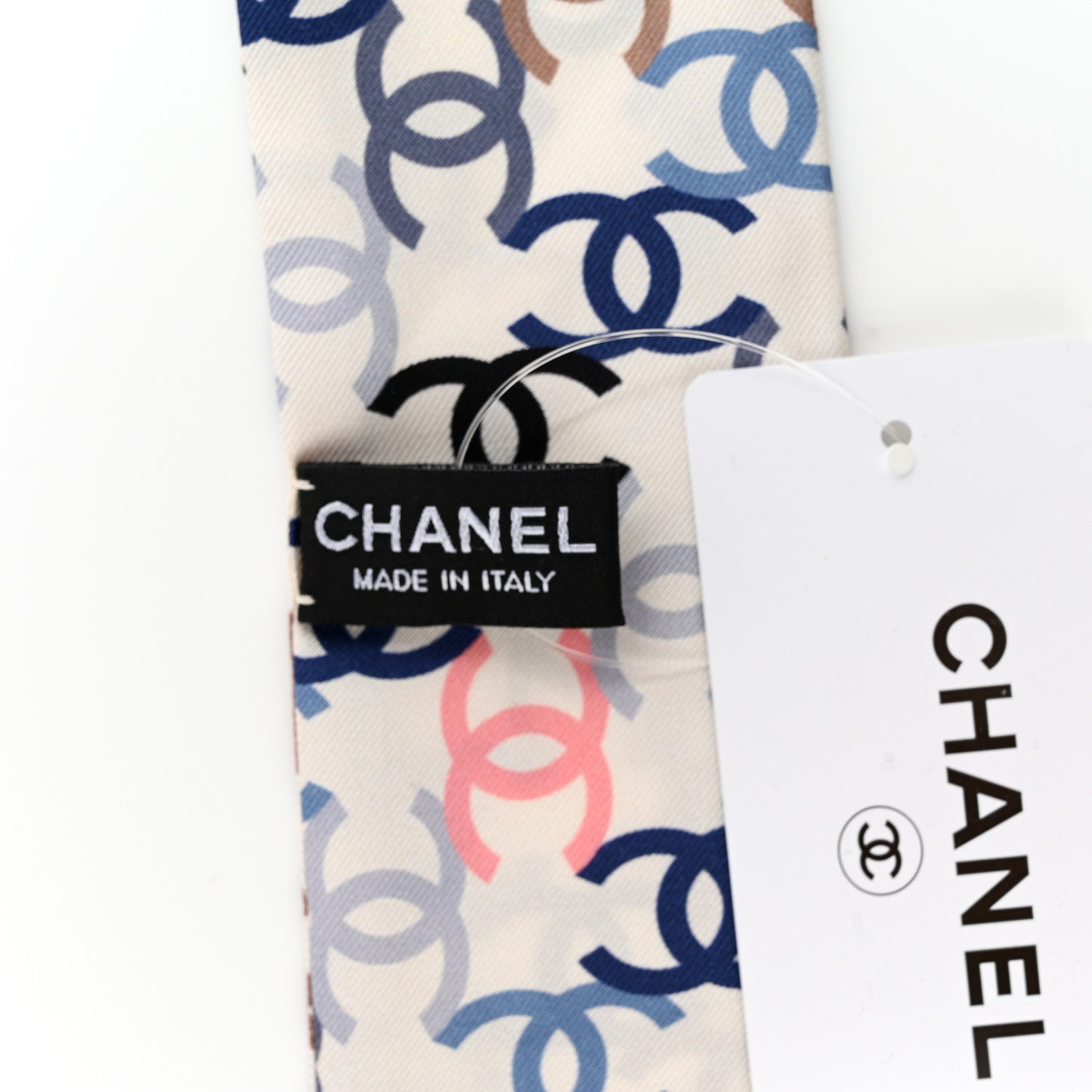 Silk Twill CC Slim Bandeau Scarf Ecru Multicolor
