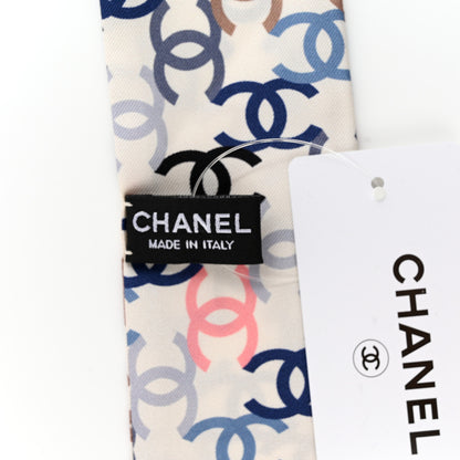 Chanel Silk Twill CC Slim Bandeau Scarf Ecru Multicolor 3 of 3
