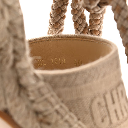 Christian Dior Canvas Embroidered Granville Ankle Tie Espadrille Wedges 40 Cream 8 of 8