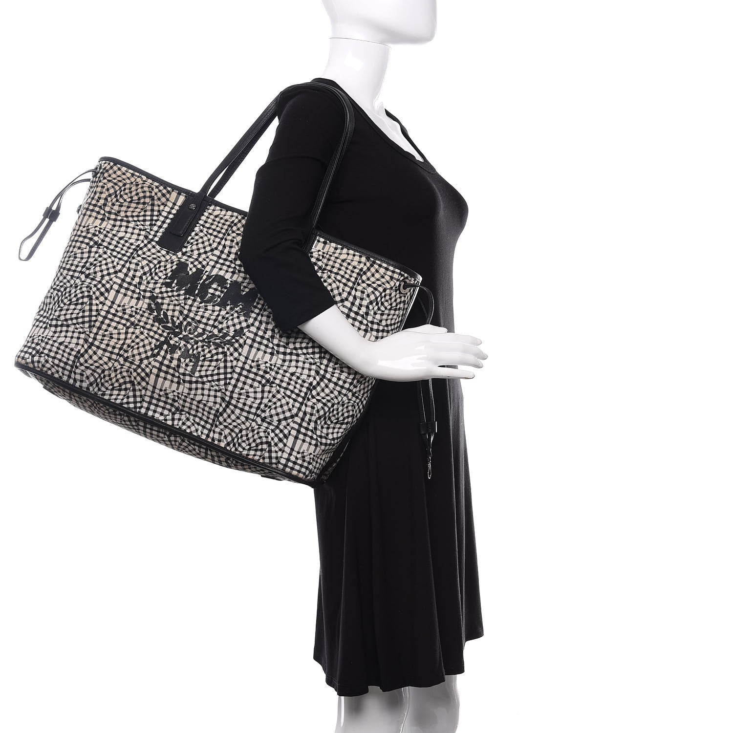 MCM Visetos Large Liz Reversible Shopper Tote Black 2 of 18