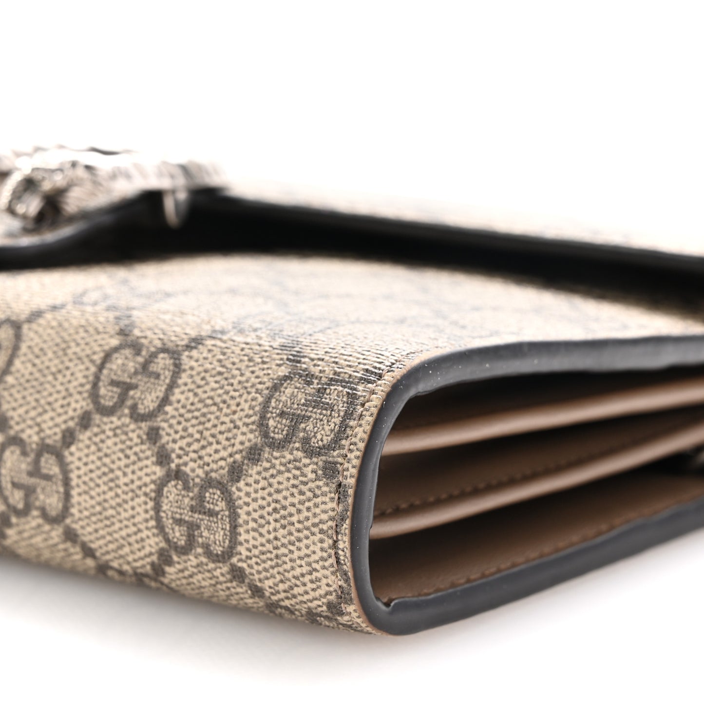 GG Supreme Monogram Mini Dionysus Chain Wallet Beige Taupe