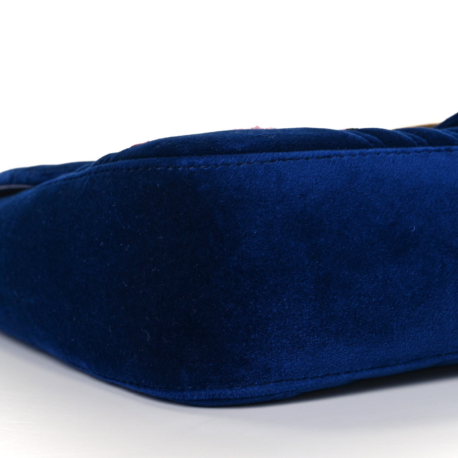 Gucci Velvet Matelasse Modern Embroidered Medium GG Marmont Shoulder Bag Cobalt 7 of 9