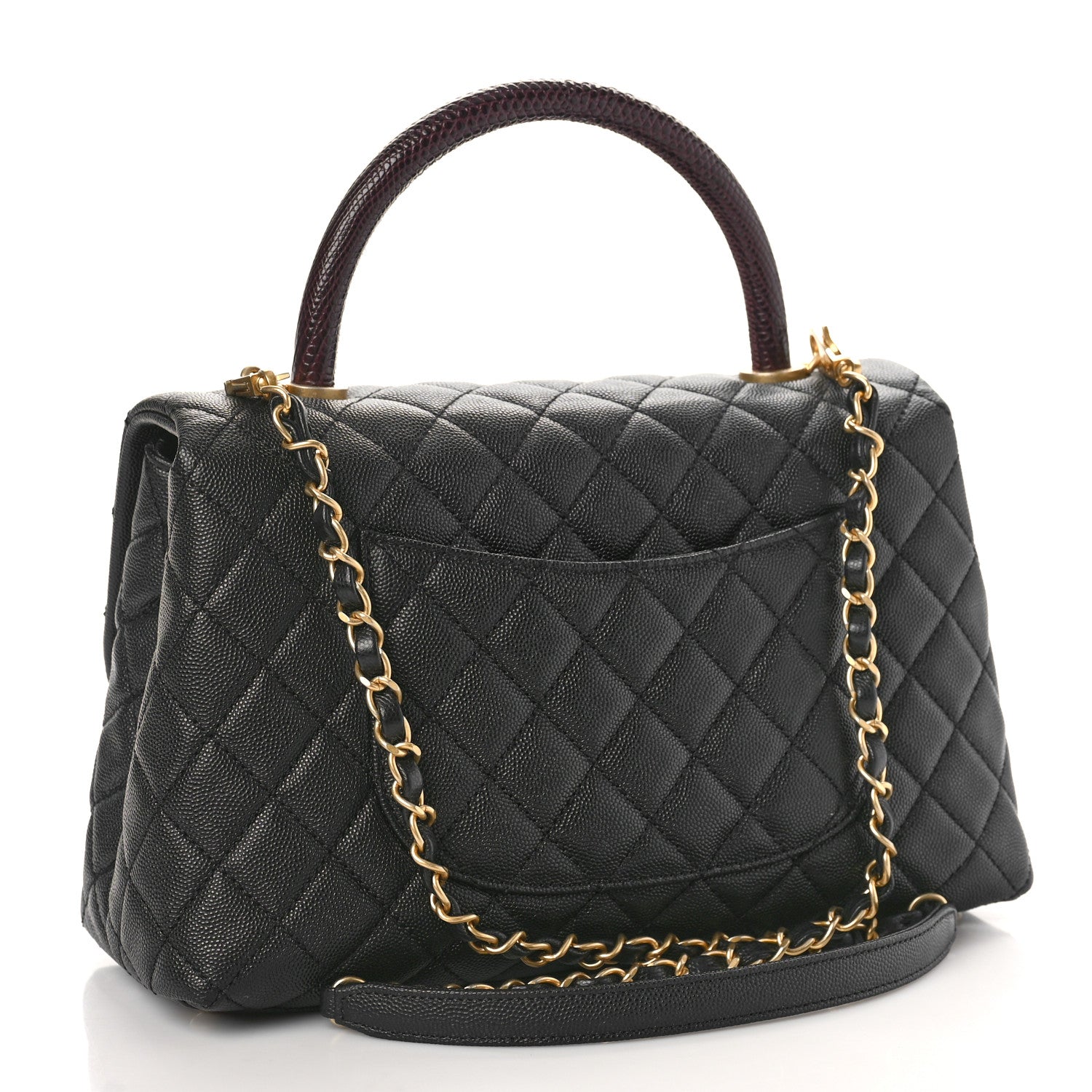 Chanel Caviar Lizard Quilted Small Coco Handle Flap Black 3 of 10