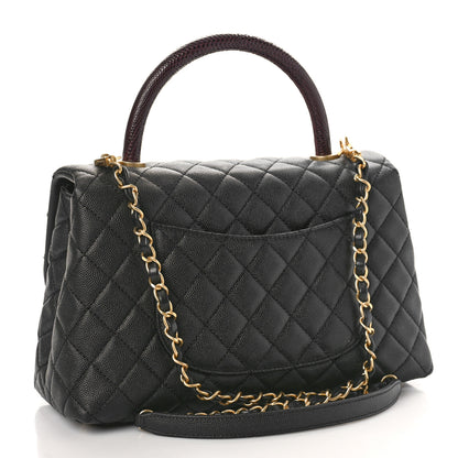 Chanel Caviar Lizard Quilted Small Coco Handle Flap Black 3 of 10