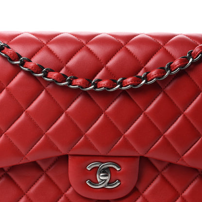 Chanel Lambskin Quilted Jumbo Double Flap Red 12 of 13