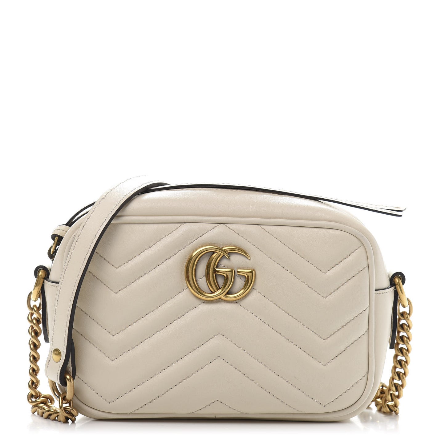 Calfskin Matelasse Mini GG Marmont Chain Shoulder Bag White