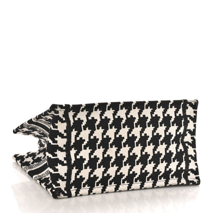 Christian Dior CHRISTIAN DIOR Canvas Houndstooth Embroidered Small Book Tote Black White 4 of 11