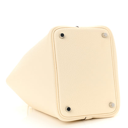 Hermes Taurillon Clemence Ostrich Touch Picotin Lock 18 PM Nata Jaune Citron 4 of 11
