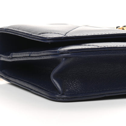 Chanel Shiny Goatskin Quilted Chanel 19 Wallet On Chain WOC Dark Blue 9 of 10