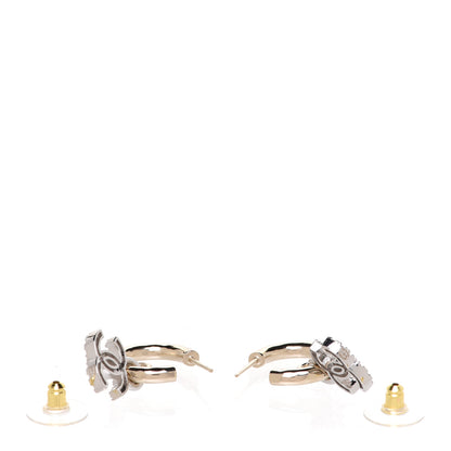 Chanel Metal Crystal CC Hoop Drop Earrings Gold 3 of 5