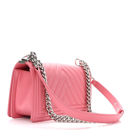 Chanel Calfskin Chevron Quilted Medium Boy Flap Pink 3 of 11