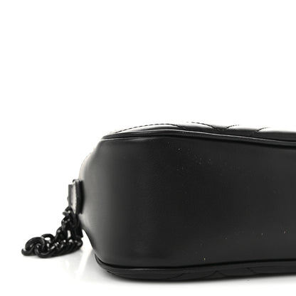 Gucci Calfskin Matelasse Monochrome Small GG Marmont Chain Shoulder Bag Black 9 of 10