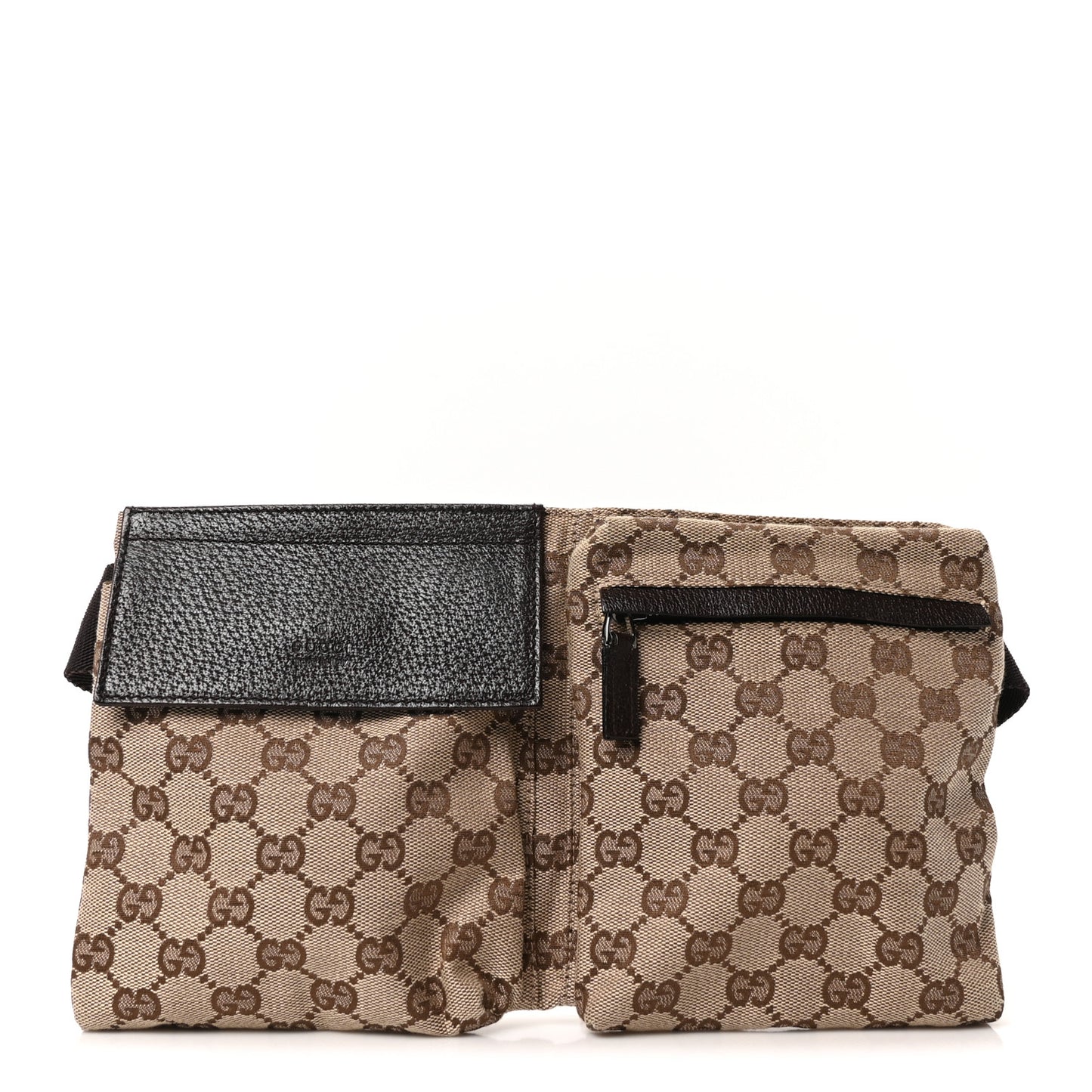 GG Monogram Double Pocket Belt Bag Dark Brown