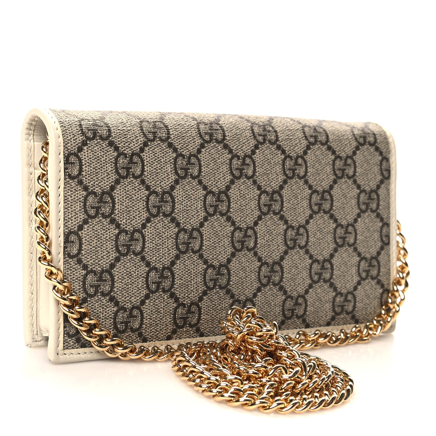 Gucci GG Supreme Monogram Azalea Calfskin Horsebit 1955 Wallet On Chain Beige Ebony Mystic White 3 of 10