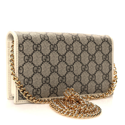 Gucci GG Supreme Monogram Azalea Calfskin Horsebit 1955 Wallet On Chain Beige Ebony Mystic White 3 of 10