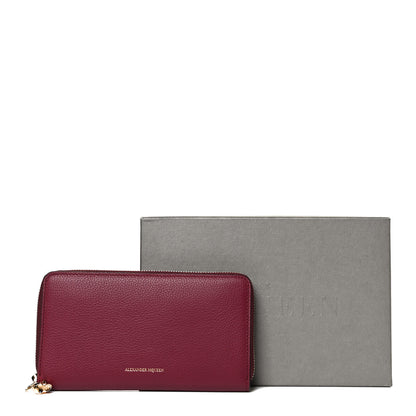 Alexander McQueen Pebbled Calfskin Skull Continental Zip Wallet Oxblood 13 of 13