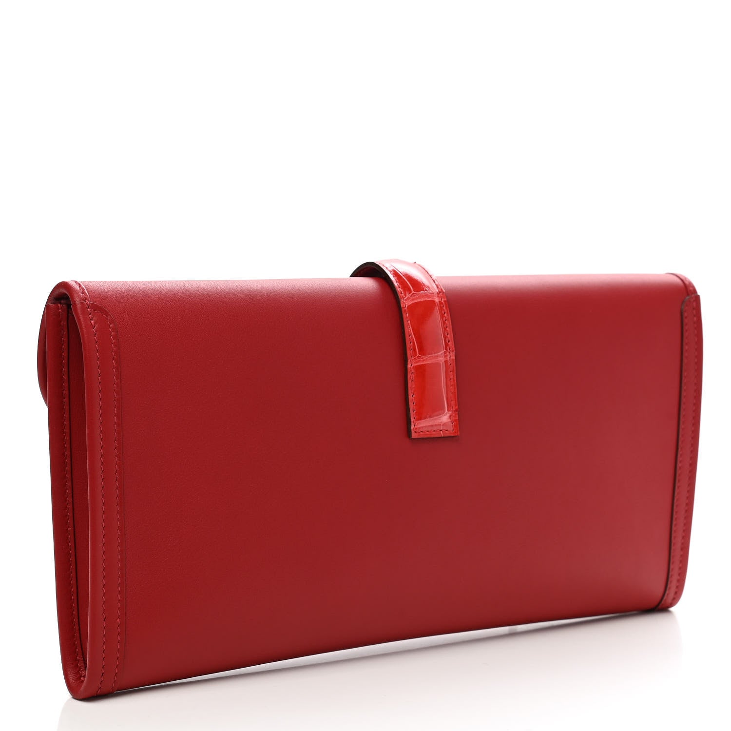 Hermes Swift Shiny Alligator Jige Elan Touch 29 Clutch Rouge De Coeur Rouge Piment 3 of 8