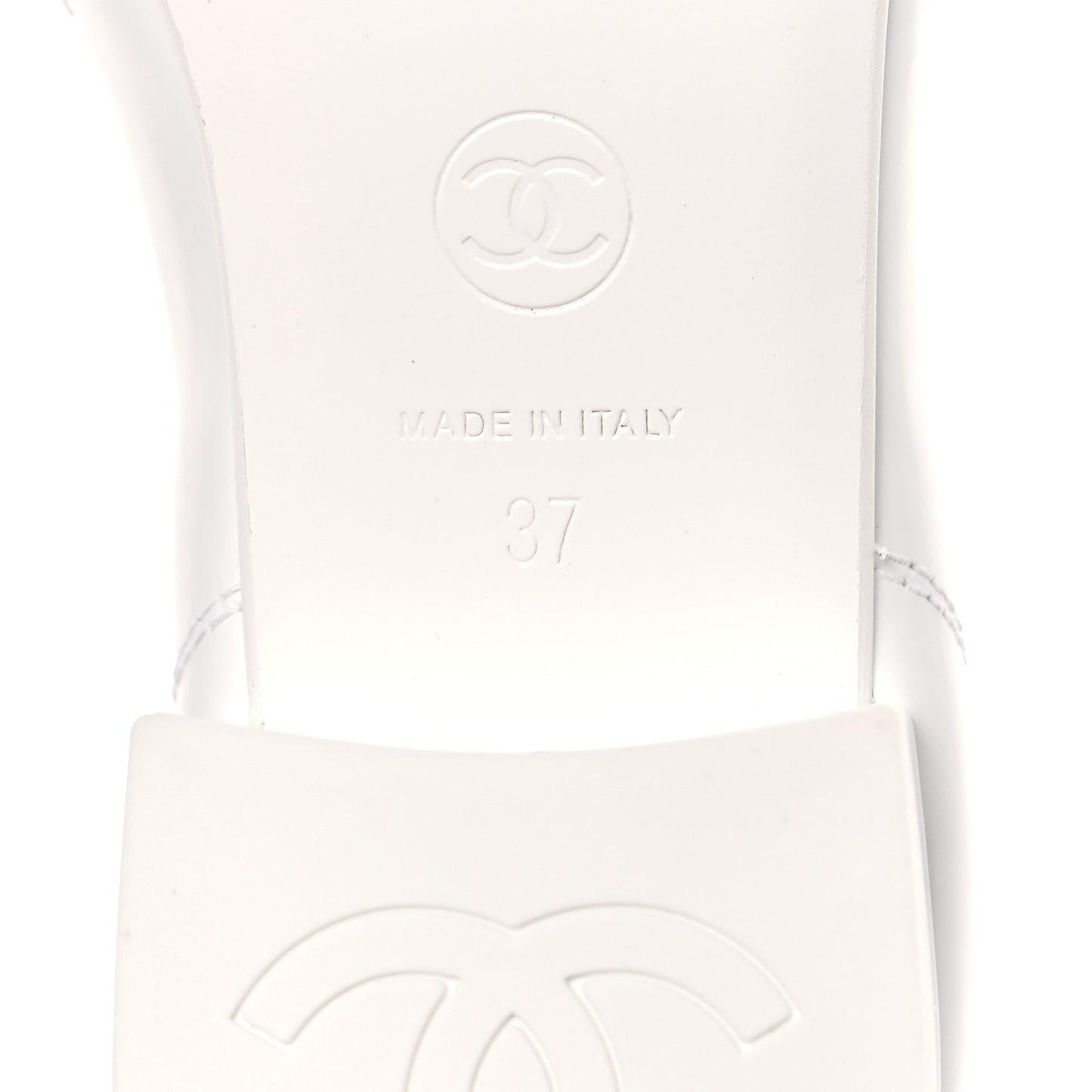 Shiny Calfskin Logo Loafers 37 White