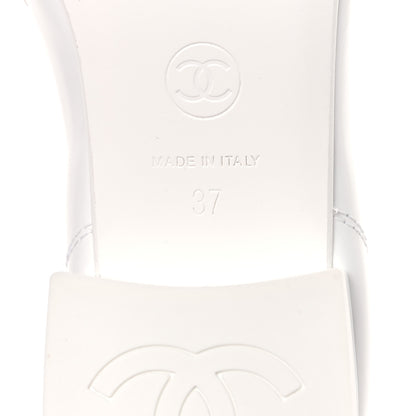 Chanel Shiny Calfskin Logo Loafers 37 White 7 of 10