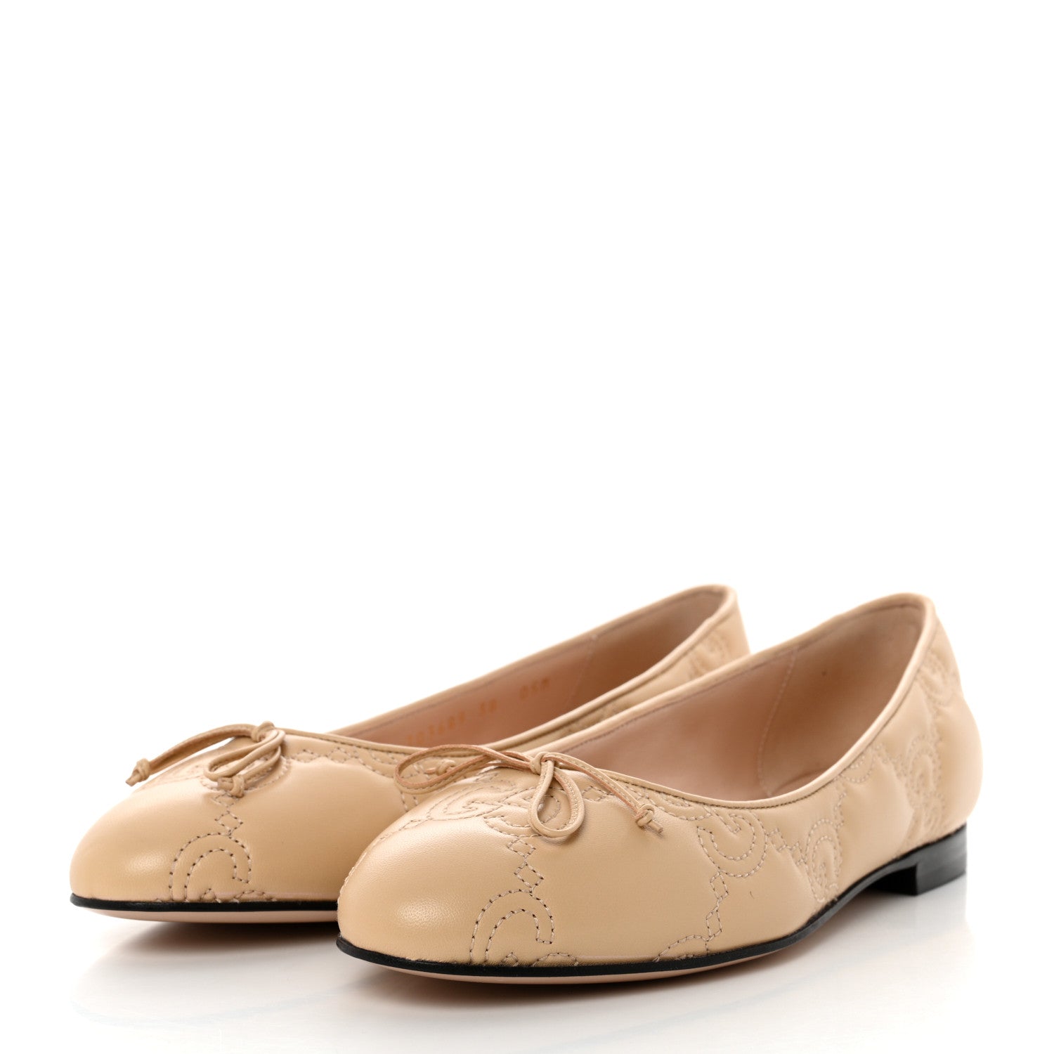 Gucci Nappa GG Matelasse Jolie Ballet Flats 38 Naturale 3 of 9