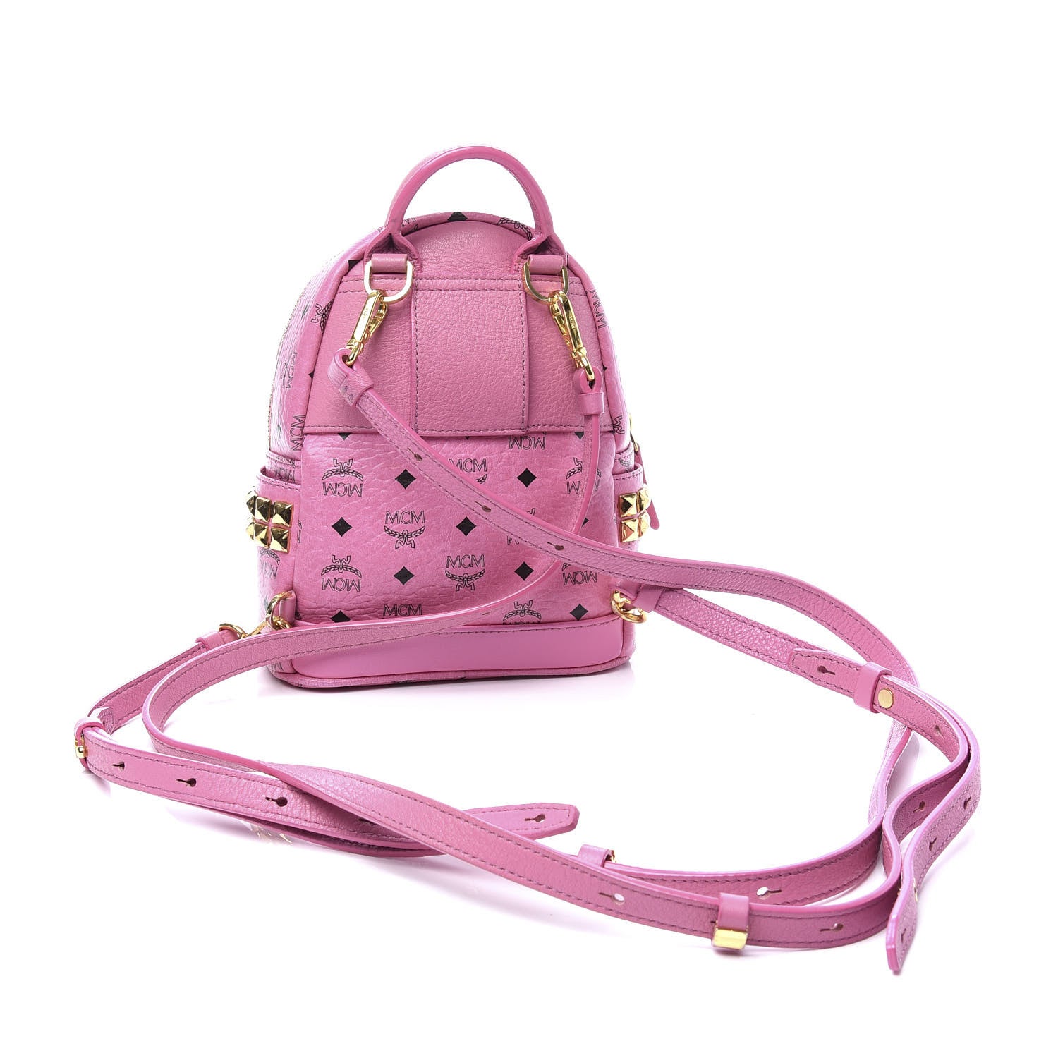 MCM Visetos Side Stud Mini Stark Backpack Pink 2 of 8