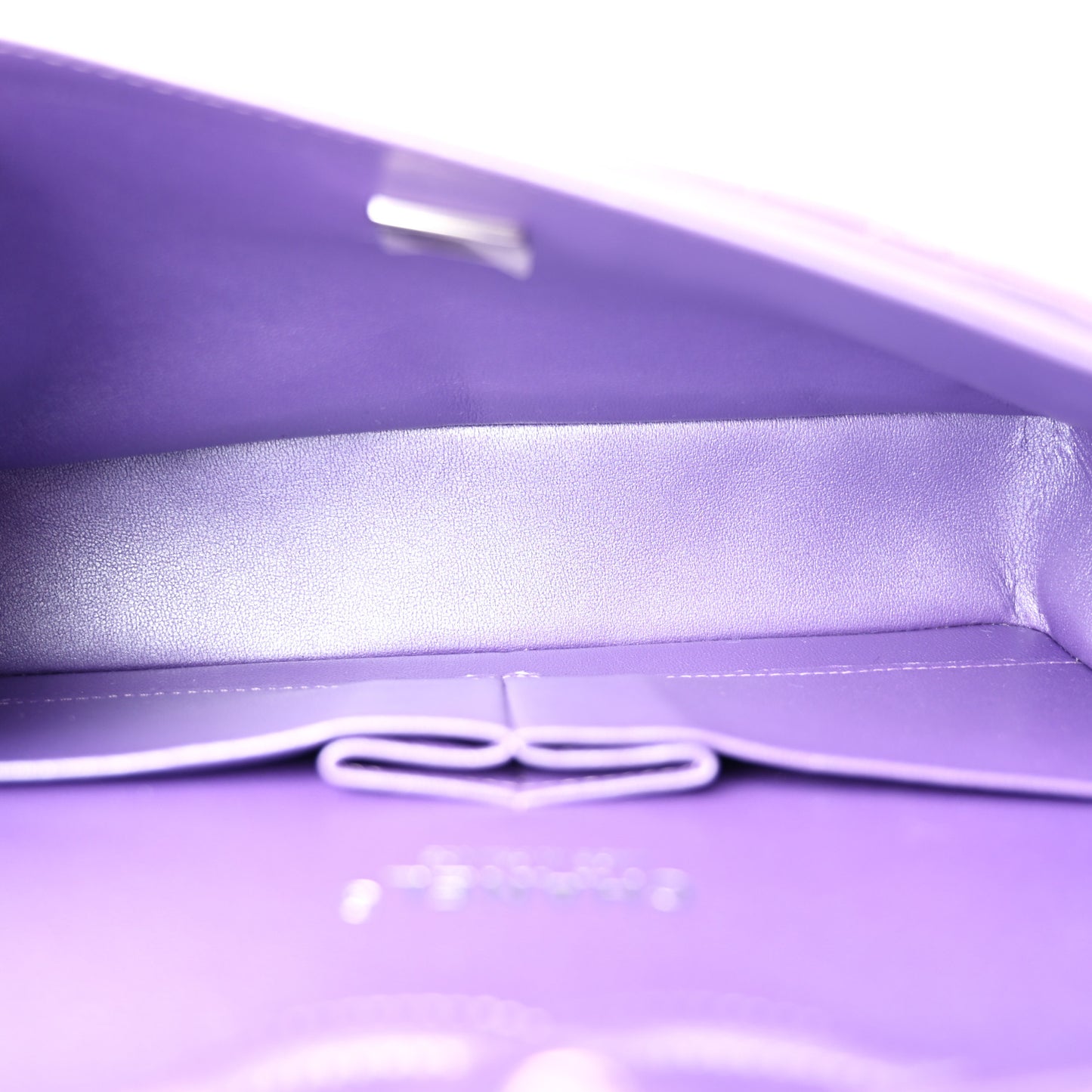 Metallic Lambskin Quilted Medium Double Flap Purple