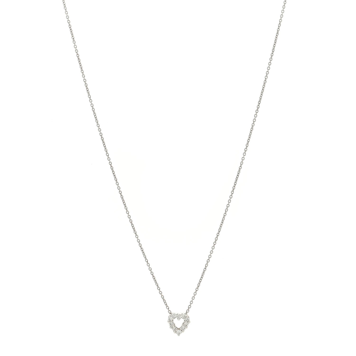 Roberto Coin 18K White Gold Diamond Tiny Treasures Heart Pendant Necklace 1 of 4