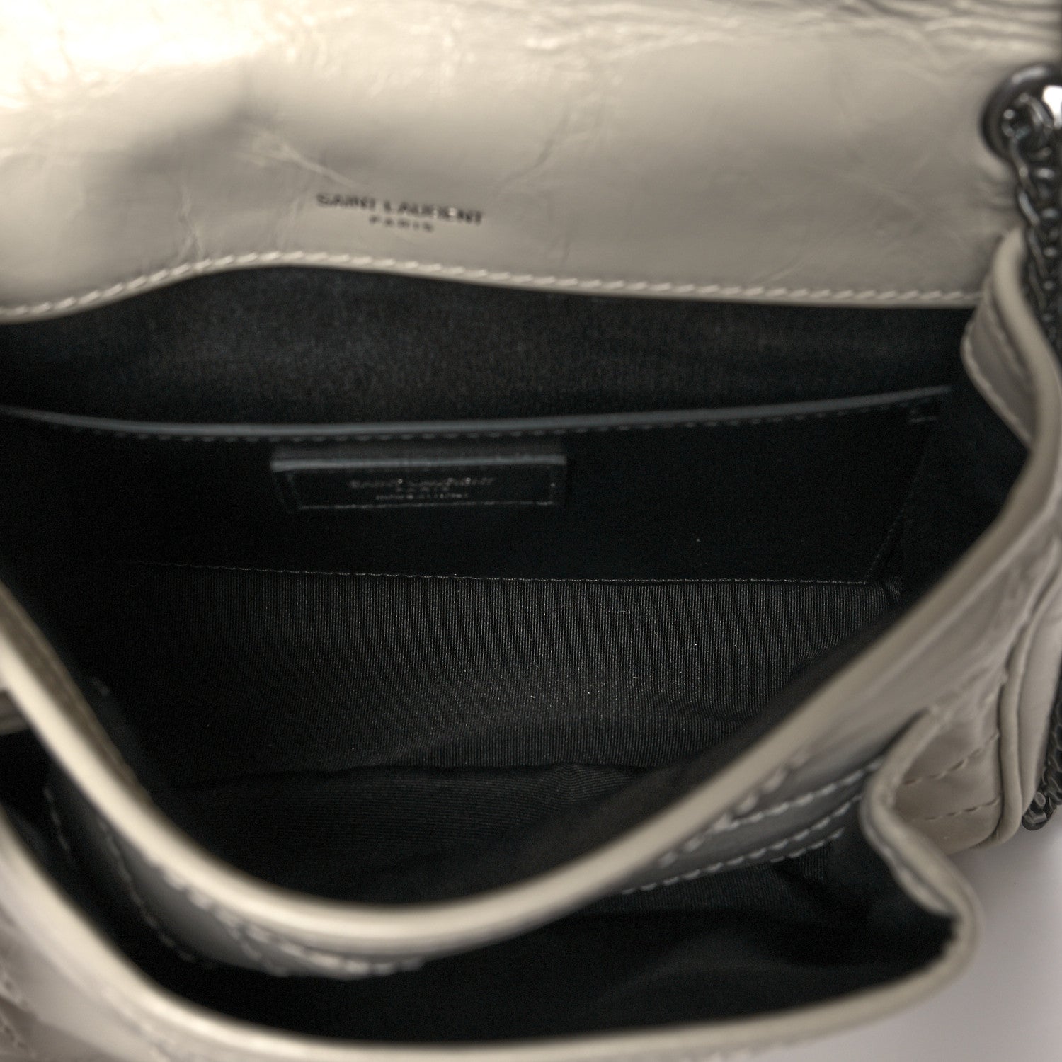 Saint Laurent Crinkled Calfskin Matelasse Monogram Baby Niki Chain Satchel Ivory 5 of 11