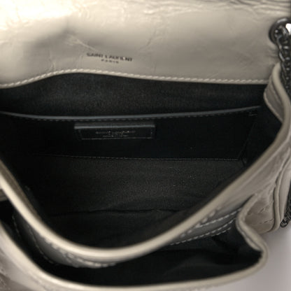 Saint Laurent Crinkled Calfskin Matelasse Monogram Baby Niki Chain Satchel Ivory 5 of 11
