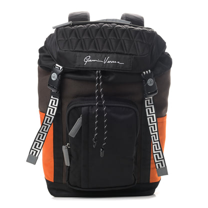 Versace Nylon V-Code Backpack Black Orange 1 of 4