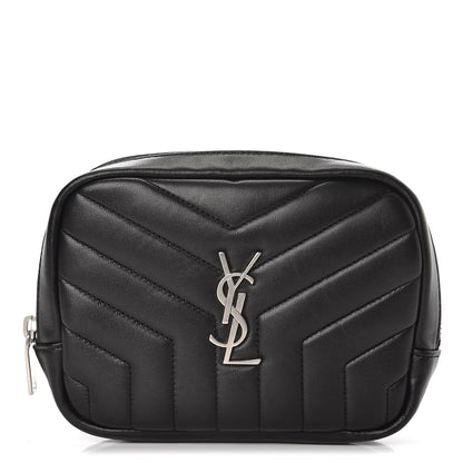 Saint Laurent Lambskin Y Quilted Monogram Loulou Cosmetic Case Black 1 of 6