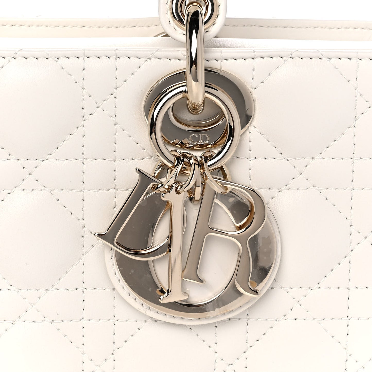 Calfskin Cannage Lady D-Joy White