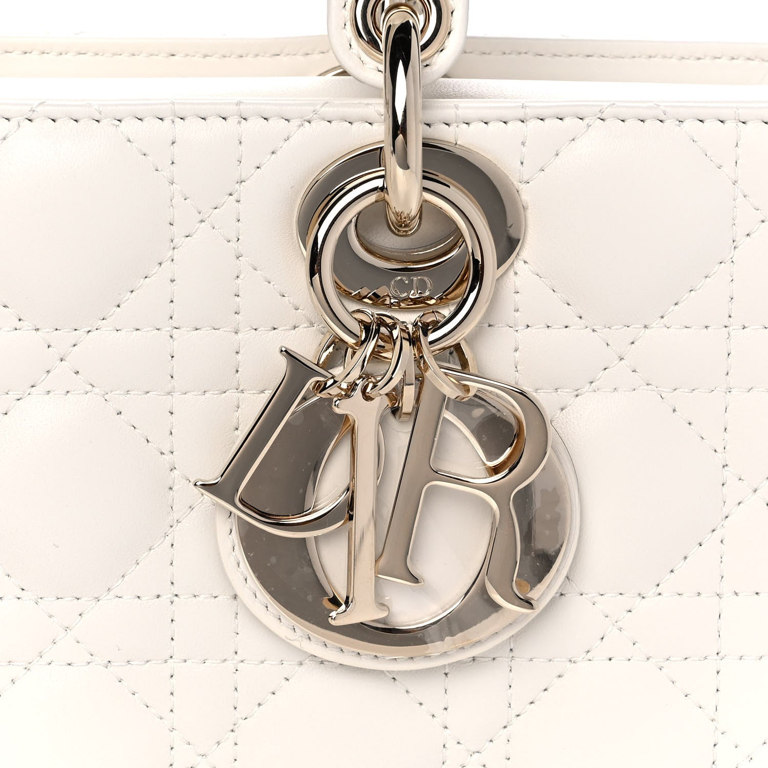 Christian Dior Calfskin Cannage Lady D-Joy White 14 of 16